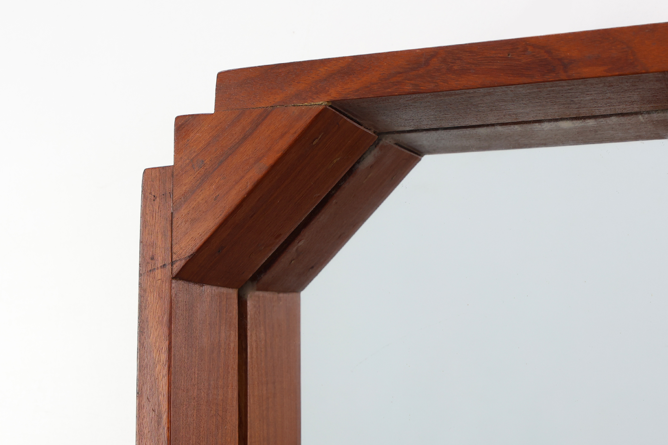 Geometric octagonal wooden Art Deco mirror, Italy ca. 1925thumbnail